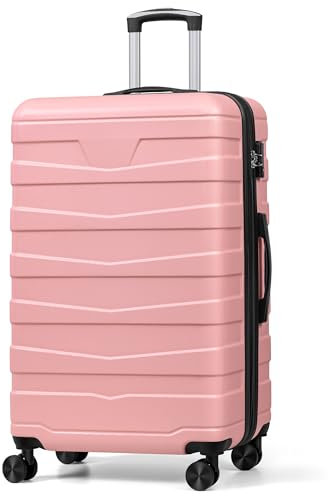 ChaCool Koffer Set Trolley Reisekoffer Check-In Gepäck, 51.5 * 31 * 77.5cm Hartschalen-Koffer mit TSA-Schloss und 4 Rollen ardschale Boardcase Handgepäck mit 8cm Volumenerweiterung (XL, Rosa