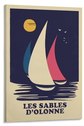 YQCQCS Vintage Frankreich Reiseposter Les Sables-d'Olonne Segeln Leinwand Kunst Poster Bild Wanddekoration Malerei Poster Dekorative Poster