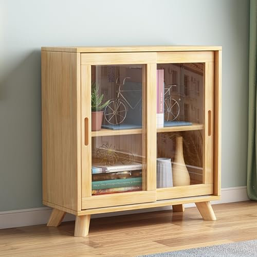 GLMGBP Vitrine mit Glastür, Vitrine mit Schiebetür, 2 Ausführungen verfügbar, kann zur Präsentation von Büchern, Schmuck, Ornamenten usw. verwendet Werden (Größe: A: 31,4 x 13,7 x 31,8 Zoll)