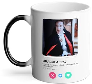 Thermoreagierende Tasse – Dracula Vampire Film Social Network Meeting Love – 325 ml