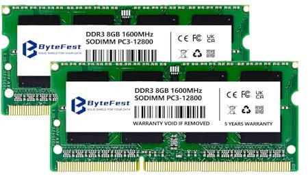 ByteFest DDR3L 16GB (2x8GB) RAM Laptop 1600MHz PC3-12800 CL11 1.35V SODIMM 204-Pin Portatile Memoria RAM Modulo Upgrade