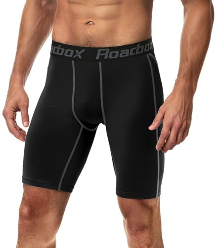 Roadbox Herren Kompressionsshorts, Männer Sport Unterhosen Schnelltrocknendes Sportunterwäsche, Tights Kurz Funktionsunterwäsche Laufunterwäsche Radlerhose Sportunterhose(Black)