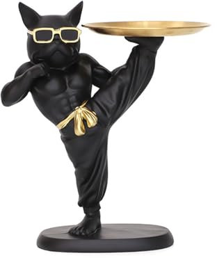Bulldogge Skulptur Deko, Schlüsselschale Modern Schwarz, Schlüsselablage Flur, Deko Figuren Wohnzimmer, Hundefigur Deko, Französische Bulldogge Aufbewahrung für Wohnzimmer, Eingangsbereich, Büro, Schr