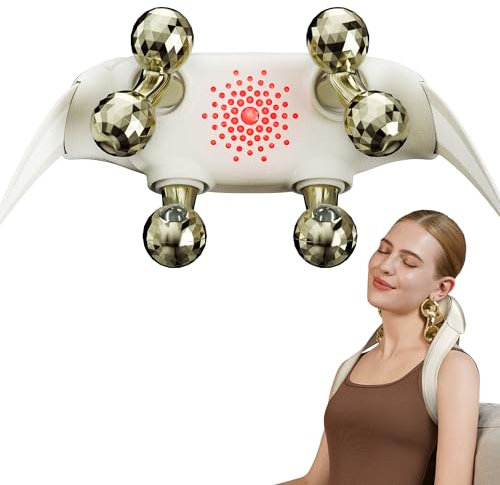 SKG Nackenmassagegerät mit Wärme,Schulter Shiatsu Massagegerät, Comfier 6D Gold Massagekopf, Geschenke f ü r M änner und Frauen,H7 Ultra-E