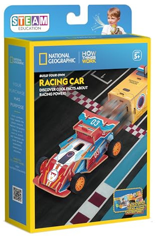 National Geographic Build Your Own Racing Car Educational Kit, Red, Blue, White