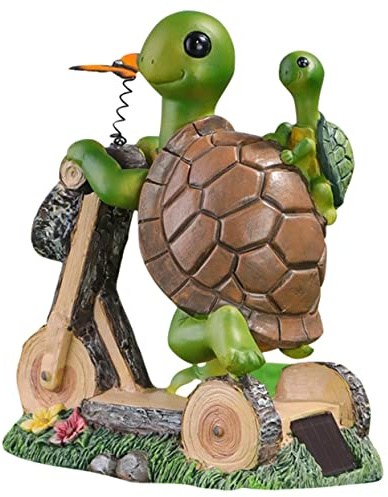 UKCOCO Solar Aktivitäten Schildkröte Gartenfigur Mit Solarlicht Niedliches Dekor Aus Kunstharz Für Außenbereich Energieeffiziente Gartenbeleuchtung Mit Solarpanel Für Terrasse