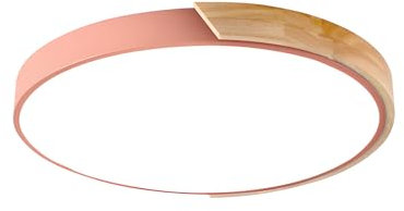 Svetilnikya Moderner Led Deckenleuchten aus Holz, Rund Flach deckenlampe, Led Deckenleuchte Flach für Wohnzimmer Schlafzimmer Badezimmer Küche Balkon, Kinderzimmer Lampe Decke, 30 * 5cm (Rosa)