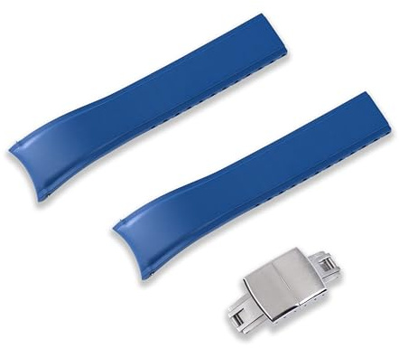 Crafter Blue Watchbands CX03 Bracelet de montre universel en caoutchouc avec boucle et extrémité incurvée 20 mm 22 mm pour homme et femme