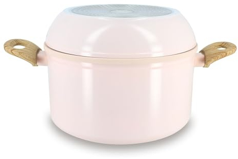 MENASTYL - Batterie de Cuisine Empilable - Gamme The Super Ball - 98% d'Aluminium Recyclé - Compact - Revêtement Céramique Antiadhésif - Tous Feux dont Induction - Couleur Rose - 8 Pièces