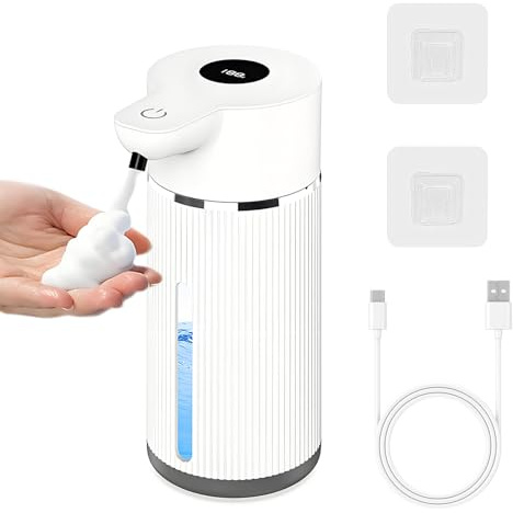 NXPUXP Seifenspender Automatisch,No Touch Schaumseifenspender Sensor,420ml Elektrischer Seifenspender mit Sensor Infrarot,Wiederaufladbar, IPX6 Wasserdicht für Küchen,Bad,Schule,Hotel(V1)