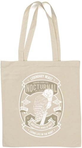 Eulen-Nacht-Beuteltasche, Motiv: Greifvögel, Leben in der Nacht, natürliche Baumwolle, Weiß