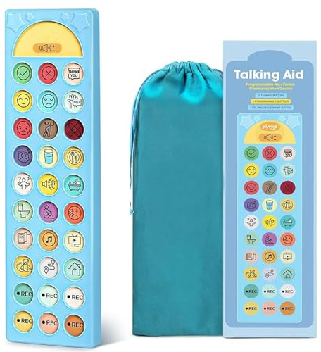 AURIVEE Dispositivo CAA per Autismo, Strumento di Comunicazione Non Verbale con 6 Pulsanti Programmabili e Volume Regolabile. Aiuto per Logopedia e Riabilitazione