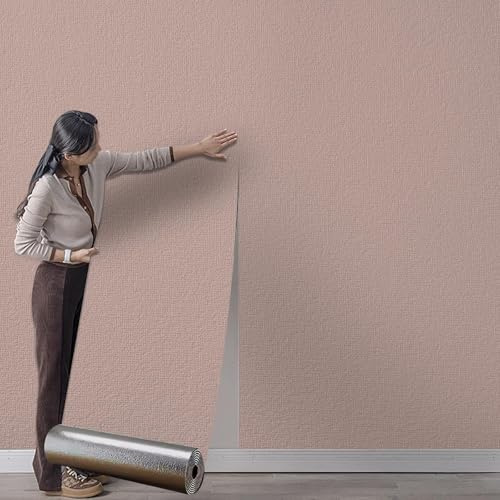 Anttyscar 6Roll Self Adhesive Thermal Insulation Wallpaper - Pink Textured, 3mm Thick Wall Insulation Panels Thermal Wallpaper Stickers for Living Rooms - Thermal Wallpapers for Cold Walls