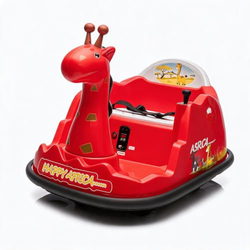 Elektrisches Kinder Stoßauto Giraffe 2–5 Jahre Doppelfahrmodus Fernbedienung 360° LED Musik Stoßfest 6V Geschenk Jungen Mädchen