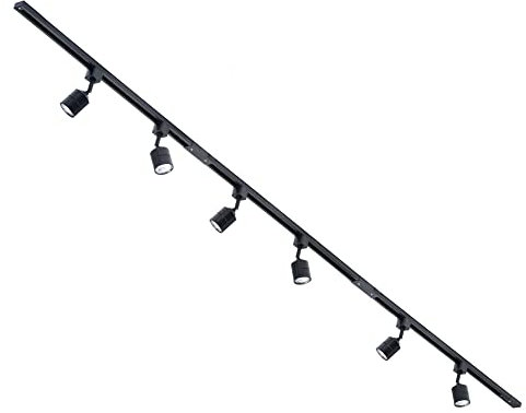 Kitchen Track Light Kit with Soho GU10 Spotlight Fixture & LED Bulbs Litecraft (Black, 3M 6 Light)