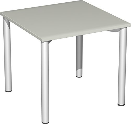 Gera Möbel 4 Fuß Flex Schreibtisch, Holzdekor, lichtgrau/Silber, 80 x 80 x 72 cm
