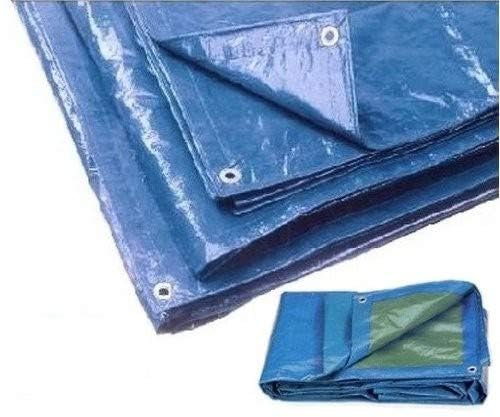 3S SuperSamaStore Telo Impermeabile Occhiellato, Telone Resistente per Copertura Barca, Esterni, Giardino, Gazebo, Tendone, Telo Tenda Impermeabile, 80 Grammi/Metro Quadro, 10 x 12 Metri, Blu