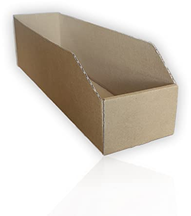Lager Regalkarton, Lagerbox aus Karton, 401 x 101 x 112/69 mm, 100 Stück - Lagerkarton Lagersichtkarton Regalbox Kleinteile Box Kasten Schrauben Aufbewahrung Lagerhaltung Lagerbedarf Kleinteile