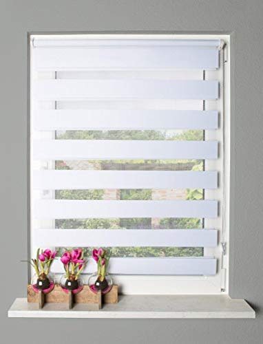 Home fashion Kettenzugrollo Zebra, Stoff, weiß, 150 x 90 cm