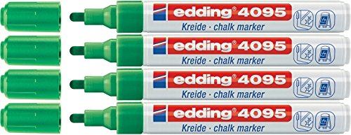 edding 4095 Fenster- / Kreidemarker, Rundspitze ca. 2-3 mm (grün | 4er Pack)