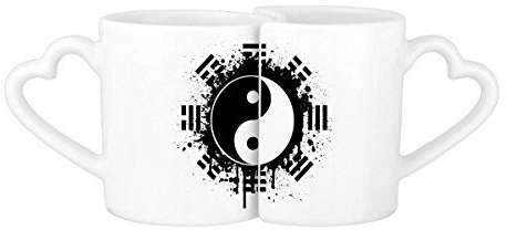 Acht Diagramme Taiji Yin-Yang China Traditionelle Chinesische Kultur Art Illustration Muster Lovers 'Tasse Lover Tassen, Set weiß Keramik Keramik Tasse Kaffee Geschenk Milch Tasse mit Griffen