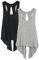 icyzone Damen Sport Top Rückenfrei Fitness Yoga Shirt Ärmellos Sport Oberteile, 2er Pack (XL, Black/Grey)