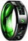 NUNCAD Men's Carbon Fiber in Tungsten Carbide Ring Black&Green Wedding Band Comfort Fit Size N½