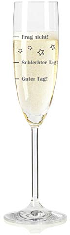 Leonardo Sektglas, Guter Tag!, Schlechter Tag!, Frag Nicht!, Geschenk Stimmungsglas mit lustiger Gravur, Mood Sekt Glas, 210 ml