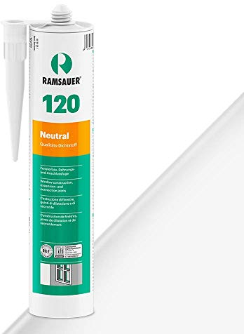 RAMSAUER 120 Neutral (Weiß) - 310ml Kartusche, Silikon Dichtstoff zur Versiegelung von Einscheiben-, VSG-, & Isoliergläsern, haftet auf Holz, Glas, Metall, witterungsbeständig, elastisch