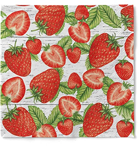 Sovie HORECA Serviette Erdbeeren Tissue 3-lagig - 33 x 33 cm - Sommer Garten Party - 100 Stück