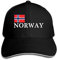 Trushop Damen und Herren Baseball Cap Norwegen National Pride Baumwolle Trucker Hat Verstellbar Vintage Sport & Outdoor Caps Schwarz