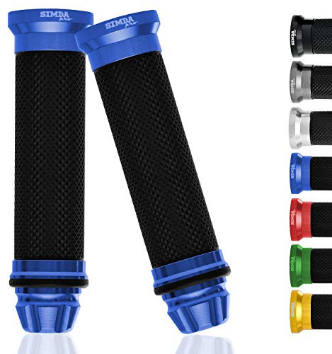 Universal Motorrad Lenkergriffe Griffe 22 mm - 24 mm für Roller Mopeds Hochwertige Anti-Rutsch Motorradgriffe hochwertige Gummi Griffe aus CNC Aluminium - Premium Design