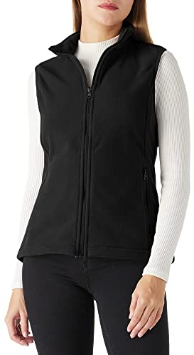 Outdoor Ventures Fleece Weste für Damen,Weich Ärmellos Jacke mit Reißverschlusstaschen, Sport Laufweste Frühling Herbst Fleeceweste Frauen Schwarz XXL/48