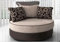 Mk SOFAS Cuddle Chair – Premium Quality Swivel Chair Fabric – Swivel Round Cuddle Chairs for Living Room, Drawing Room – Cuddle Sofa in Sturdy Wooden Frame, a combination Beige/Brown colors