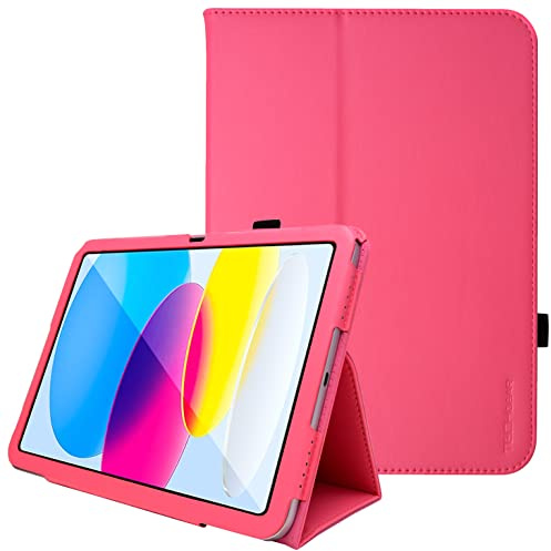 TECHGEAR Leather Case for Apple iPad 11th Gen (2025 A16) & 10th Gen (2022), PU Slim Folio Smart Cover with Stand, Hand Strap, Auto Sleep/Wake, for iPad 11 / iPad 10.9 [Pink]