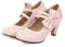 Escarpins à talon rond rose avec sangles de cheville nœud papillon - Chaussures élégantes Lolita en cuir synthétique pour femme - Chaussures de danse et de travail, Rose, 36 EU