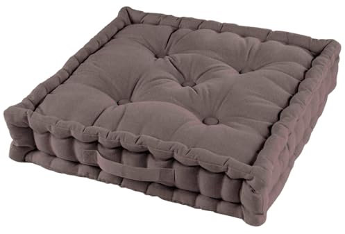 Acomoda Textil – Cojín de Suelo Acolchado con Asa de Transporte. Cojines para Palets, Banco, Silla y Suelo, Asiento Cómodo Decorativo para Interior y Exterior. (Topo, 60x60cm, 1 Unidad)