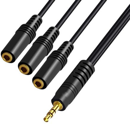 3 Way 3.5mm AUX Cable 1 Male to Multiple Female Connectors Extension Cord AUX Wire Line for Speaker Headphones