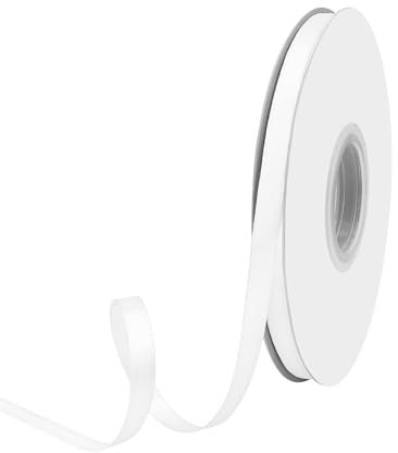 GTYBOVA Satinband 10mm X 91m Weiß Schleifenband Dekoband Bänder zum Basteln Stoffbänder für Hochzeit Taufe Und Geburtstagsgeschenk