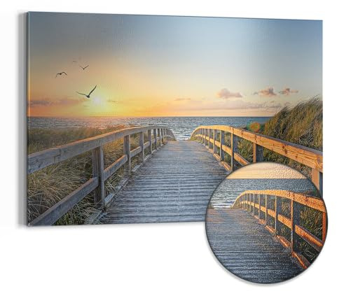 DEQORI Metall Magnettafel | 90x60 cm cm groß | Motiv Dünenweg zum Meer | Whiteboard für alle Magnete | Magnetboard Wand-Tafel für Küche & Büro | Design Magnetwand Pinnwand magnetisch