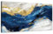 WENGTIAO Abstraite Bleu Marine Tableau Decoration Murale Encadré Grande Toile Peinture Minimaliste Bleu Vague Gris Or Decoration Murale Salon Maison Deco Chambre Prêt à Accrocher 50x120cm