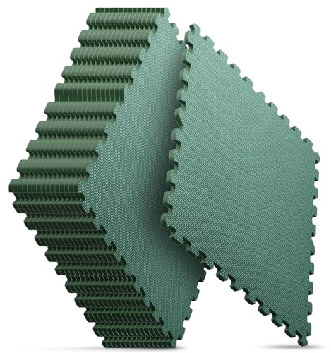 16 Pack 64 sqft Home Gym Mat, Puzzle Exercise Mat, EVA Interlocking Foam Floor Tiles for Home Workout Equipment and Kids' Play Areas - Blue, 24 in x 24 in x ½ in - (Green, 16 Pack(64 SQ FT))