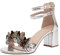 DFSDJEUW sandals with arch support for women Orthopaedic Sandals for Women Uk Butterfly Decoration Chunky Heels Casual Strap Open Toe Slide Comfortable Casual Orthopedic Silver 7
