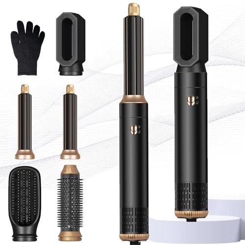Hairstyler Set, 5 in 1 Air styler, Negativ Lonen Haarstyler mit Lockenstab automatisch, Air Styler Thermal Brush Haartrockner