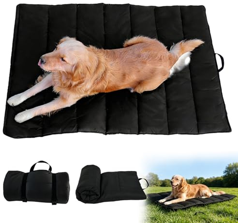 Hundedecke für Unterwegs, 120*70cm Faltbare Hundematte, Hundedecke für Unterwegs Wasserdicht, Reisedecke Hund, Rutschfeste Antistatische und Langlebige Hundematte für Outdoor Reisen Camping Schwarz
