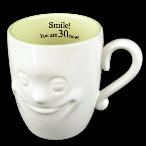 3D Smiling Face Mug with A Special Message - Fine Ceramic, Funny, Novelty Gift Mugs | for Tea, Coffee, Hot Chocolate, Hot & Cold Drinks | Gift for Someone Special (Smile! You are 30 Now)