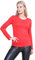 janisramone® Long Sleeve T Shirts Women, Plain Round Neck Breathable Basic Summer Tops for Women UK, Stretchy Slim Fitted Going Out Tops Red