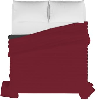 Elegant Sommer Steppdecke Bordeaux/Dunkel Grau, 100% Mikrofaser, 260x270cm
