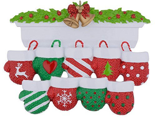 Weihnachtsbaumschmuck, Fäustling-Familie, 9 Stück
