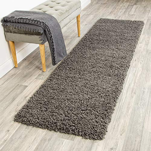 A2Z Rug Langflor 5cm Shaggy Teppich Hochflor Teppiche, Dunkelgrau 60x230 cm Viele Größen und Farben vorhanden, Ideal für Wohnzimmer, Esszimmer und Schlafzimmer
